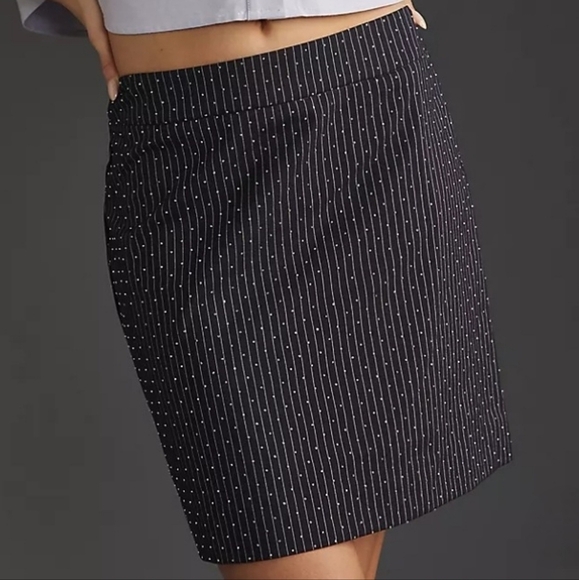 Anthropologie Essentiel Antwerp Faskia Mini Skirt in Navy Pinstripe Sz 12 NWT - Picture 8 of 14